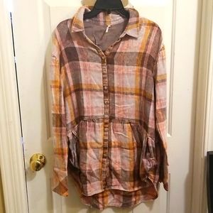 Free People peppy in plaid blouse